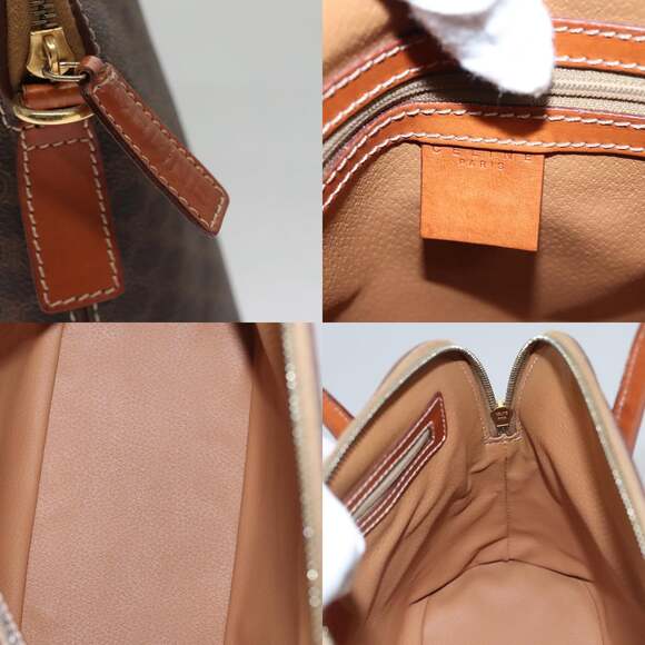 CELINE Macadam Canvas Hand Bag Pvc Leather Brown Gold - Picture 11 of 12